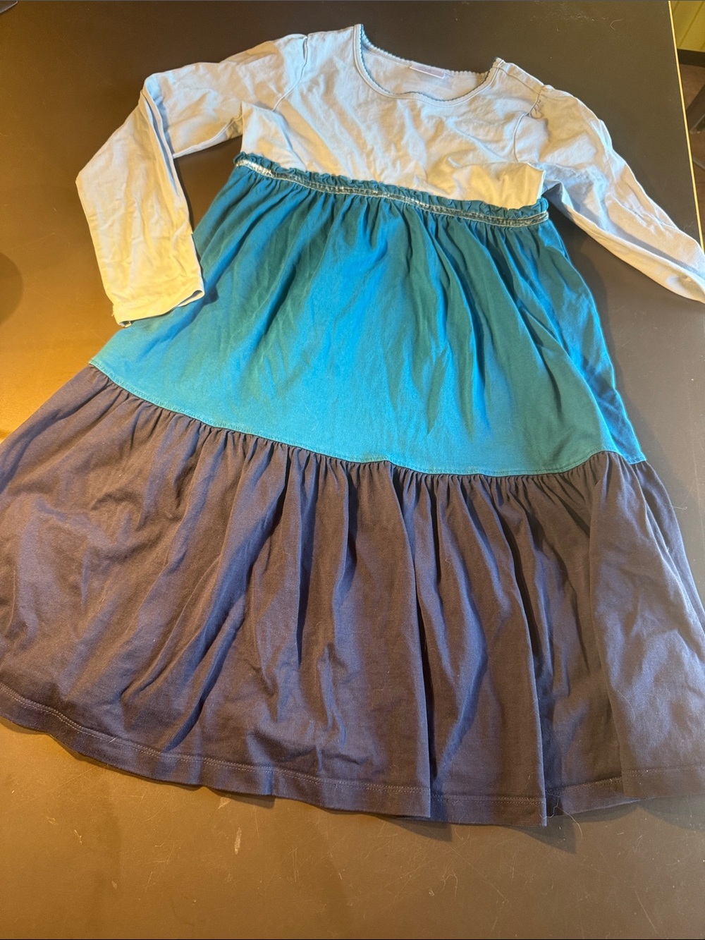 NWOT: Hanna Andersson Tiered Long-Sleeved Dress, Blue (140 / 10)